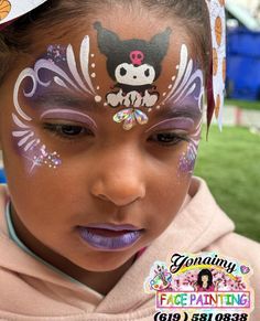 Sanrio Face Paint, Hello Kitty Facepainting, Fox Face Paint, Facepainting Ideas Butterfly, Butterfly Face Paint Video, One Eye Butterfly Face Paint, Kawaii Faces, Cute Halloween Makeup, Fox Face