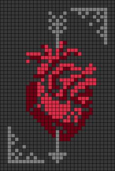 a cross stitch pattern with a red rose on it's side and the word love in