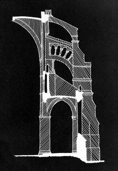 a black and white drawing of a bridge