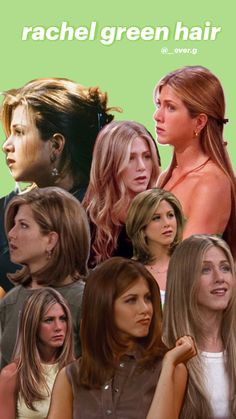 the poster for rachel green hair shows many different types of women with long, straight and wavy hair