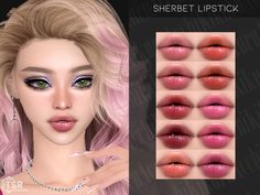 an image of a woman's lips with different makeup colors and hair color options