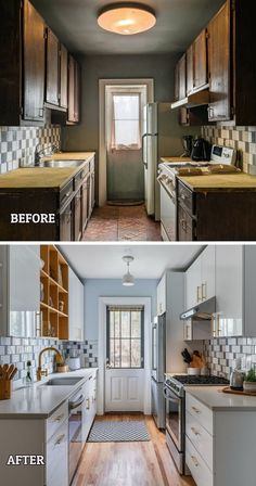 before and after pictures of a kitchen remodel