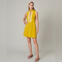 Spartina 449 Added A Little Hardware To This Oh-So-Soft Wear. Our Sleeveless Serena Half-Zip Dress Is The Epitome Of Simple Summer Sophistication, And The Lace Detail Along With Our Golden Zipper + Stand Collar Combine Beauty & Strength In One Effortless Design. Perfectly Packable With Limited Wrinkling For Every Travel Destination. New Without Tags Color: Golden Palm 95% Peruvian Cotton, 5% Spandex Custom Spartina Zipper Pull Lace Detail On Collar & Zipper Soft And Stretchy Material Length From Elegant Yellow A-line Sleeveless Dress, Elegant Yellow Sleeveless Mini Dress, Elegant Yellow Mini Sleeveless Dress, Chic Yellow Sleeveless Mini Dress, Yellow Sleeveless Mini Dress, Yellow A-line Dress For Day Out, Chic Yellow Sleeveless Dress, Spring Yellow Sleeveless Mini Dress, Yellow Shift Mini Dress