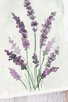 watercolor painting of purple flowers on white paper