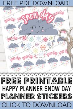 the free printable happy planner snow day planner stickers are on sale for $ 5