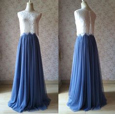 Blue Long Tulle Skirt Dresses, Blue Long Tulle Dress, Flowy Floor-length Bridesmaid Dress, Flowy Sleeveless Tulle Dress, Sleeveless Flowy Tulle Dress, Sleeveless Flowy Tulle Skirt Dress, Blue Long Skirt Wedding Dress, Blue Long Skirt Dress For Wedding, Two Piece Bridesmaid Dress