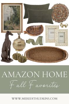 an assortment of home decor items with text overlay reading amazon home fall favorites