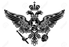 an eagle with two swords and a crown