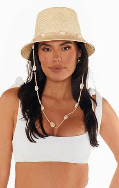 Lack of Color Seashells Inca Bucket Hat ~ Natural – Show Me Your Mumu Beachy Straw Hat For Travel, Coastal Straw Hat For Summer Poolside, Coastal Straw Hat For Poolside Summer, Coastal Straw Hat For Vacation, Coastal Style Straw Hat For Vacation, Beachy Bucket Straw Hat For Travel, Summer Coastal Style Palm Leaf Straw Hat, Coastal Adjustable Straw Hat For Poolside, Coastal Brimmed Bucket Hat For Vacation