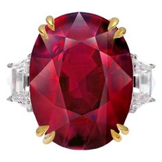 Behold the mesmerizing allure of this unblemished treasure—a breathtaking 3-carat Oval Ruby from Mozambique, untouched by any treatment, cradled within the embrace of solid platinum and 18-carat yellow gold. Expertly set in a fusion of luxurious platinum and gleaming 18-carat yellow gold, this masterpiece exudes sophistication and timeless elegance. The marriage of precious metals elevates the ruby's natural brilliance, creating a harmonious union of color and craftsmanship. Indulge in the rarit Burmese Ruby, 3 Carat Diamond, Platinum Diamond Rings, Diamond Solitaire Ring, Contemporary Ring, Purple Sapphire, Blue Sapphire Diamond, Diamond Cocktail Rings, Expensive Jewelry