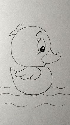 a drawing of a duck in the water