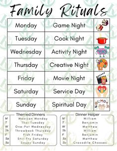 the family rituals game night schedule