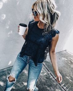 #ShopStyle #shopthelook #WeekendLook #TravelOutfit #OOTD #onabudget #inspiredlooks Insta Bio, Bohol, Cooler Look, Black Lace Tops, Pinterest Closet, Denim Overalls, Looks Style, Summer 2019, Mode Inspiration