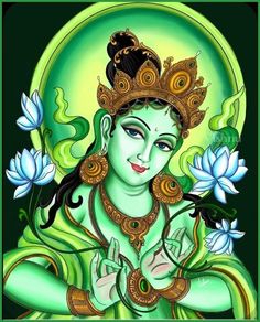 a painting of a person with flowers in their hand and the image of lord ganesha