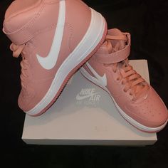 Brand New In Box Nike Air Force 1 Mid (Gs) Red Stardust/White Size 6.5 Y Pink High-top Nike Air Force 1, Pink Nike Air Force 1 With Synthetic Material, Pink Nike Air Force 1 With Round Toe, New Air Force 1, Nike Shoes New, Nike Air Force 1 Mid, Air Force 1 Mid, Nike Air Presto, 95 Nike