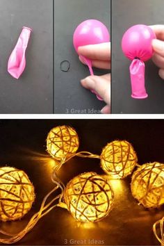 how to make decorative string lights out of balloons and plastic balls - step by step instructions