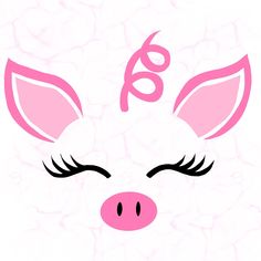 a pink pig face with the number six on it's forehead