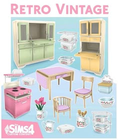 an advertisement for retro furniture and kitchen items