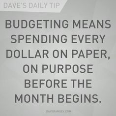 a sign that says budgeting means spending every dollar on paper, on purpose before the month begins