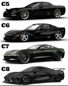 four different types of sports cars with numbers in the bottom right hand corner and on the left