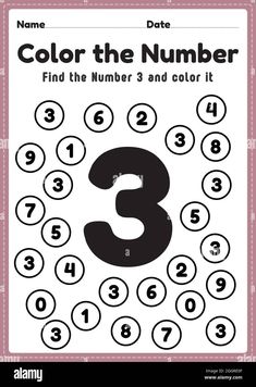 the number 3 is in front of a pink background with numbers and dots