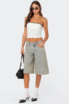 Xtra Long Acid Wash Denim Bermuda Shorts – edikted Casual Cutoff Flare Jeans With Pockets, Versatile Mid-rise Flare Jeans For Summer, Casual Light Wash Wide Leg Jean Shorts, Versatile High Waist Flare Jeans For Summer, High Waist Versatile Flare Jeans For Summer, Summer High Waist Flare Jeans, Versatile Summer Denim Jeans, Wide Leg Light Wash Jean Shorts With Pockets, Light Wash Wide Leg Jean Shorts With Pockets