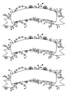 four ribbons with flowers and leaves on them