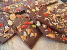 chocolate bark with nuts and almonds on top