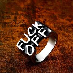 Material: Alloy Style: Europe and America Color: White, Fuck off Fashion Element: Geometry Trendy Engagement Rings, Letter Rings, Hip Hop Rings, Ring Man, Retro Ring, Letter Ring, English Letter, Style Punk, Vintage Lettering