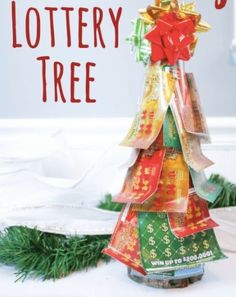 a christmas tree made out of wrapping paper with the words, how to make a pottery tree