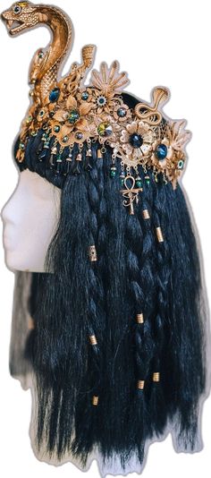 Bohemian Crown Costume Hat For Costume Party, Black Bohemian Headpiece For Cosplay, Halloween Costume Goddess, Cleopatra Crown, Egypt Costume, Goddess Crown, Gold Headpiece, Gold Halo, Costume Hats