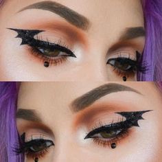 Bat Eyeliner, Halloween Eyeliner, Bat Makeup, Eyeliner Trends, Beautiful Halloween Makeup, Makeup Clown