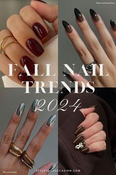 Fall 2024 Nail Trends, Disco Nails, Fall Leaves Nail Art, 2024 Nails, Gold Nail Polish, Autumn Nail, Fall Nail Trends, Nail Techniques, Manicure Inspiration