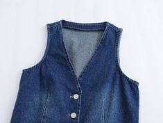 F00205617-103 Casual Medium Wash Vest For Workwear, Casual Denim Vest For Winter Workwear, Casual Winter Denim Vest For Work, Casual Winter Workwear Denim Vest, Vest With Buttons, Denim Waistcoat, Denim Pattern, Denim Patterns, Short Denim