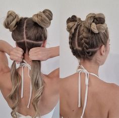 Pool Day Braided Area Buns 💦🔫☀️ | Pool Day Braided Area Buns 💦🔫☀️ | By SimpleFacebook Check more at https://howcandothis.com/hairstyleideas/pool-day-braided-area-buns-%f0%9f%92%a6%f0%9f%94%ab%e2%98%80%ef%b8%8f-pool-day-braided-area-buns-%f0%9f%92%a6%f0%9f%94%ab%e2%98%80%ef%b8%8f-by-simplefacebook/ Summer Up Dos Long Hair, Chic Bun, Girl Hair Dos, Space Buns, Pool Day, Work Hairstyles