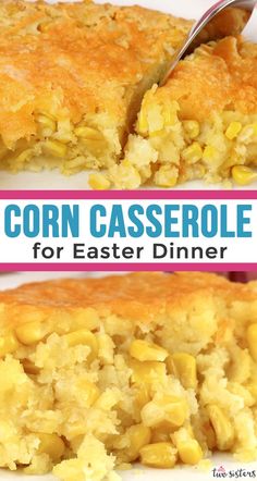 corn casserole for easter dinner with text overlay