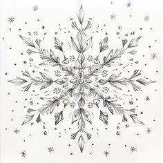 an ink drawing of a snowflake