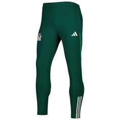 Perfect for a cool morning run or intense workout, these adidas training pants are a classic way to show your Mexico National Team pride. They feature the Mexico National Team crest in a sleek design with touches of the club's colorway for a fresh look. Plus, the AEROREADY fabric promotes breathability with its moisture-wicking technology. Machine wash, tumble dry low Woven design Brand: adidas Screen print graphics Material: 100% Recycled Polyester Heat sealed graphics Ankle zips Inseam for siz Green Moisture-wicking Running Pants, Adidas Moisture-wicking Sweatpants For Jogging, Adidas Sportswear Joggers With Moisture-wicking, Adidas Three Stripes Sweatpants For Training, Adidas Training Sweatpants With Three Stripes, Adidas Activewear With Three Stripes For Sports Events, Adidas Sweatpants With Three Stripes For Training, Adidas Activewear For Sports Events With Three Stripes, Adidas Logo Athleisure Joggers For Workout