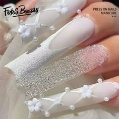 Click here to view more Fofosbeauty Press On Nails at lower price! Fofosbeauty--Press on nails 24 Pieces set 12 different sizes. Artificial nails design your own nails for weddings, parties, weekend dating, or special occasions. Acrylic nails art accessories design 24 pcs set full nail design fake nail tips with free nail glue sticker sheet and mini nail file. These tools can help you wear fake nails better, and the operation is easy and convenient for everyone. Clip-on nails have different size White Acrylic Nails, Cute Acrylic Nail Designs, Long Square Acrylic Nails, Pink Acrylic Nails, Square Acrylic Nails