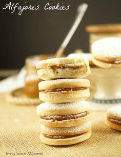 a stack of cookies sitting on top of a table