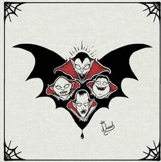 an image of three evil men with bats on their faces in the shape of a bat