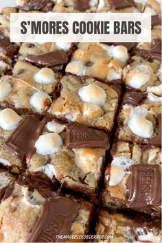 s'mores cookie bars stacked on top of each other