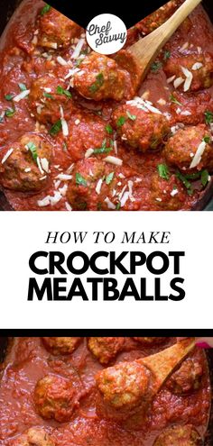 how to make crockpot meatballs in the slow cooker with text overlay