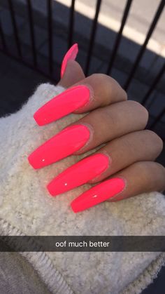 Coral acrylic nails Coral Acrylic Nails, Summer Nails Neon, Bright Summer Acrylic Nails, Acrylic Nails Natural, Nails Yellow, Disney Nails, Shellac Nails