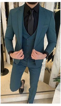 Colombian Wedding, Suits Tuxedo, Teal Suit, Custom Suits Men, Suit For Men Wedding, Formal Attire For Men, Custom Dress Shirts, Blazer Outfits Men, Blue Suit Men