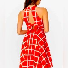 Reposhing This Item Loved It, But Ready To Rotate For Something New. Questions? Leave A Comment Below! Plaid Summer Holiday Dress, Summer Party Plaid Dress, White Halter Neck Dress For Holiday, Brand Dresses, No Brand, Dress Brands, Color Orange, Flare Dress, Something New