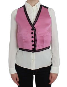 Dolce & Gabbana Pink Silk Button Front Torero Vest Top Italy Logo, Formal Vest, Black Inspiration, Dolce E Gabbana, Dress Formal, Pink Silk, Vest Top, Dolce & Gabbana, Pink And Black