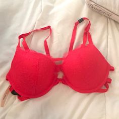 Brand New With Sexy Back Red Low-cut Party Bra, Red Underwire Bra For Night Out, Victoria's Secret Red Bra For Night Out, Victoria's Secret Red Party Bra, Red Padded Party Bra, Vs Bras, Women's Intimates, Victoria's Secret, Lingerie