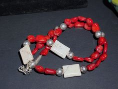 Sterling silver chunky necklace gift for women handmade red coral bead stacking necklace for everyday southwest jewelry gift for friend  Handcrafted jewelry for Charlis Dream fund. Charli is 14 and selling jewelry for the purchase of a horse for her competition riding team, The Westernaires. They take kids from ages 6-18 and teach them the care of horses, riding skills, competition and team drills. Charli has been spent every weekend with them for the last 4 years and is stepping up the the Red White Stone Necklaces For Jewelry Making, Unique White Necklaces With Stones, Necklace For Everyday, Jewelry Western, Western Gifts, Horses Riding, Y2k Necklace, Beach Necklaces, Stacked Necklaces