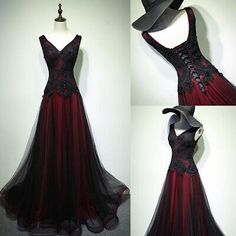 (eBay) Black And Red Wedding Dresses Gothic Sleeveless V Neck Beaded Lace Bridal Gowns Red Gothic Bridesmaid Dresses, Dark Red And Black Wedding Dress, Red Mascarade Dresses, Gothic Wedding Bridesmaid Dresses, Wedding Dresses Black And Red, Dark Red And Black Prom Dress, Black And Maroon Wedding Dress, Red And Gold Prom Dresses, Black And Red Prom Dresses